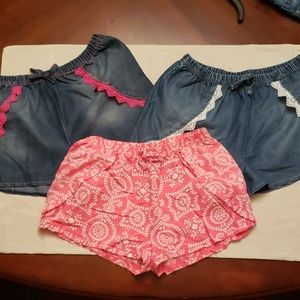 3 pair shorts size 14/16  girls